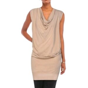 Emporio Armani Draped Cowl Neck Sweater In Sand Size 8